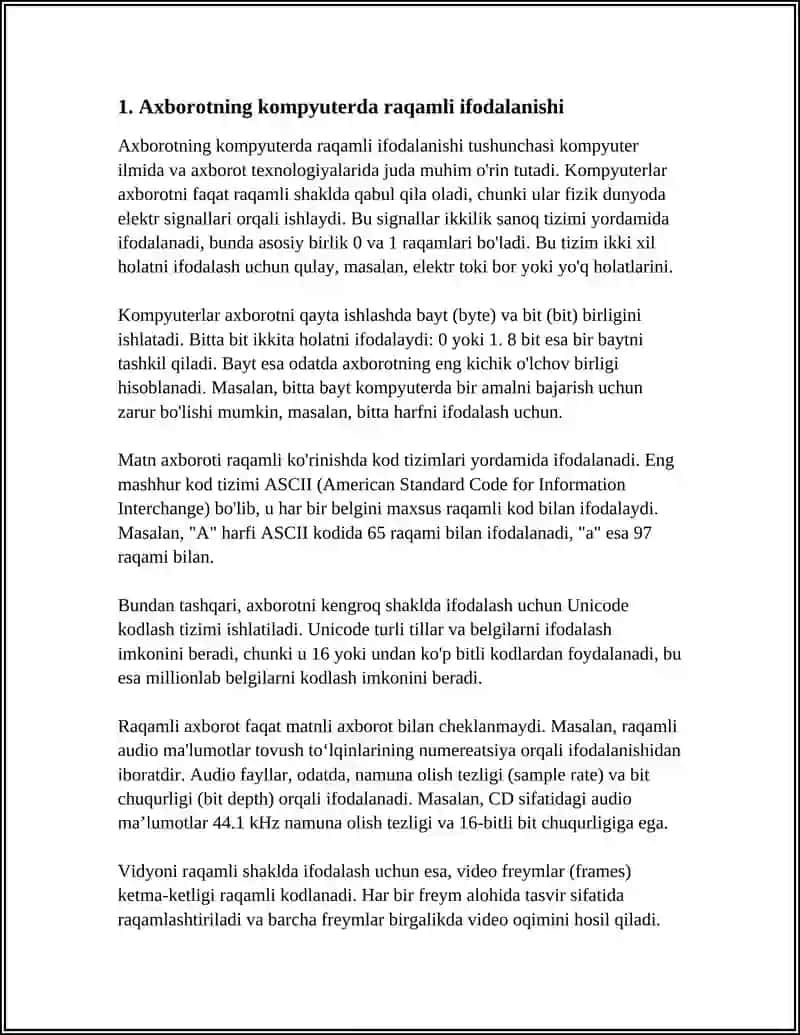 AXBOROTLAR KOMPYUTERDA TASVIRLANISHI. SANOQ SISTEMASI VA UNING TURLARI 3