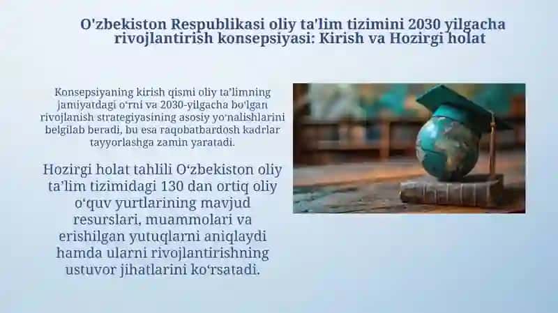 O'zbekiston Respublikasi Oliy ta'lim tizimini 2030 yilgacha uzaytirish konsepsiyasi 3