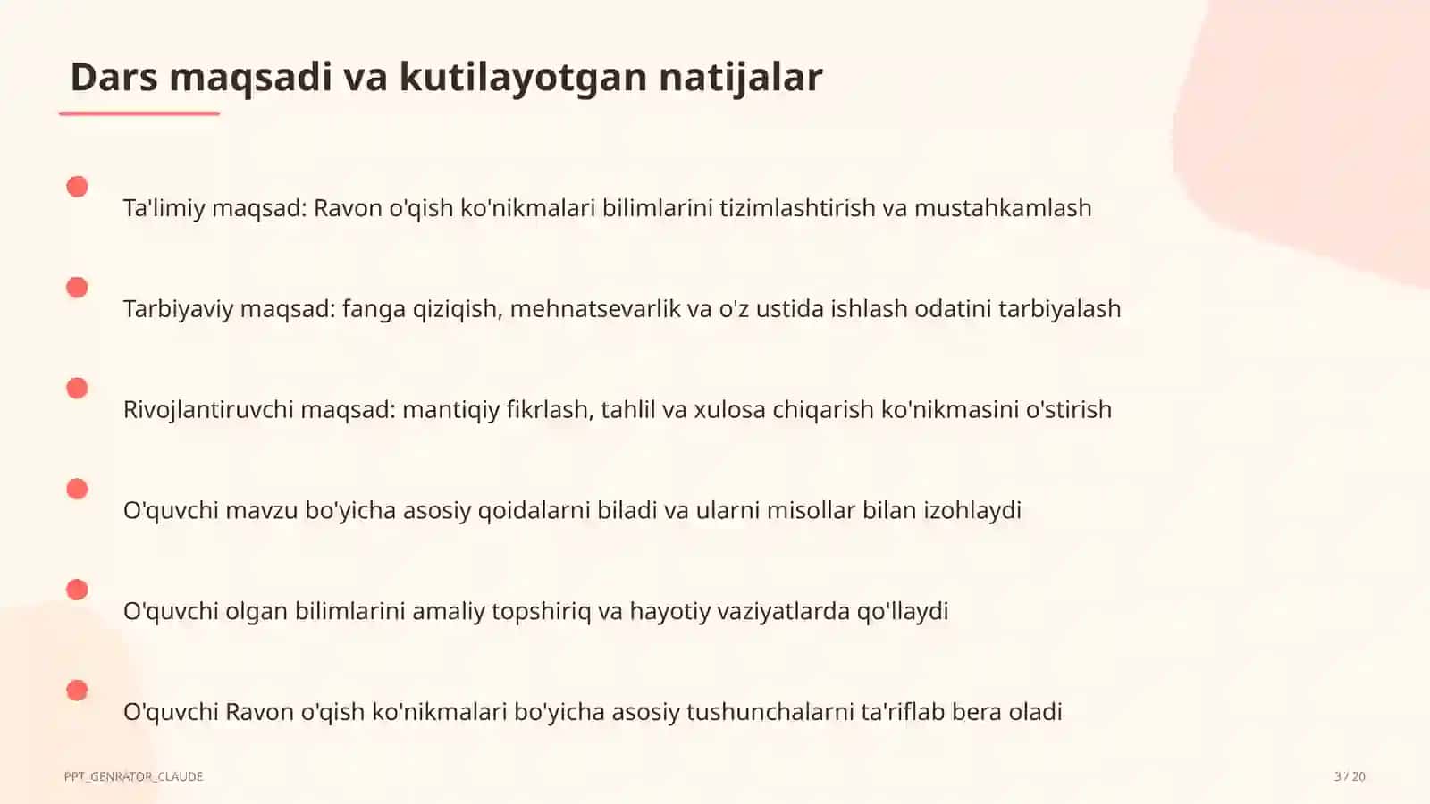 Ravon o'qish ko'nikmalari (1-sinf) 3