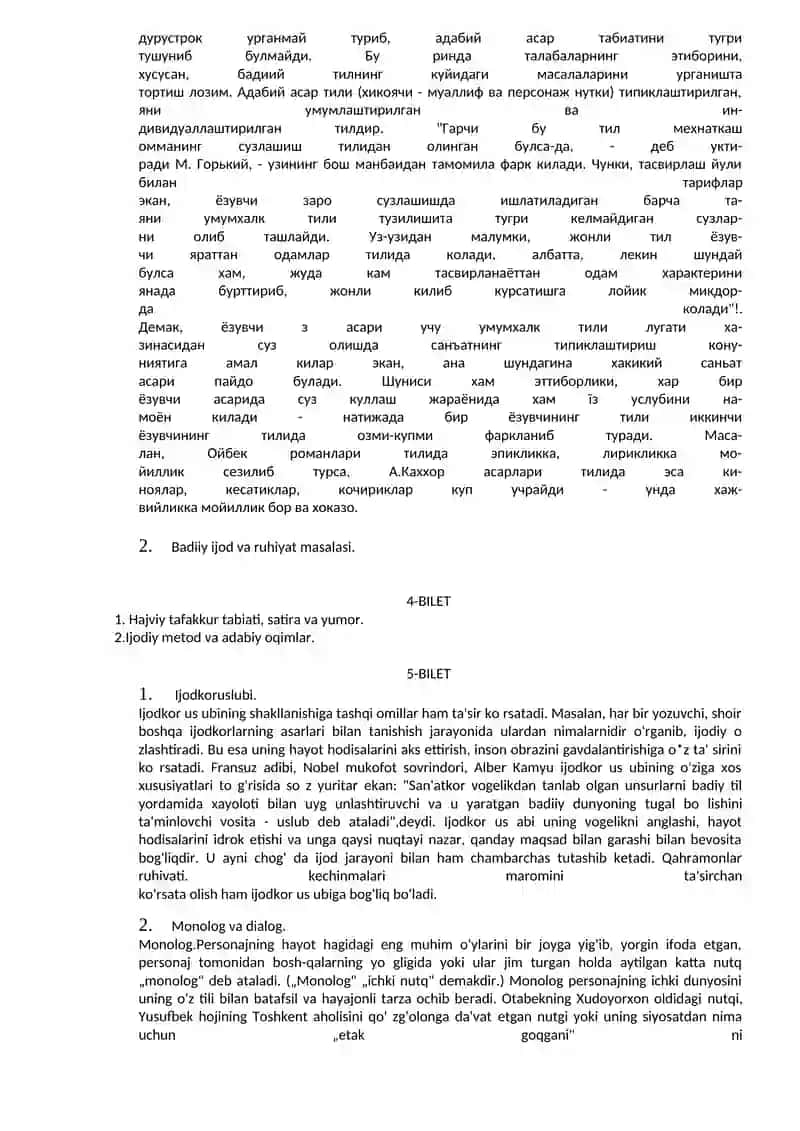 Badiiy adabiyotning vazifasi 3