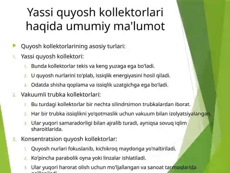 YASSI QUYOSH KOLLEKTORLARI 3