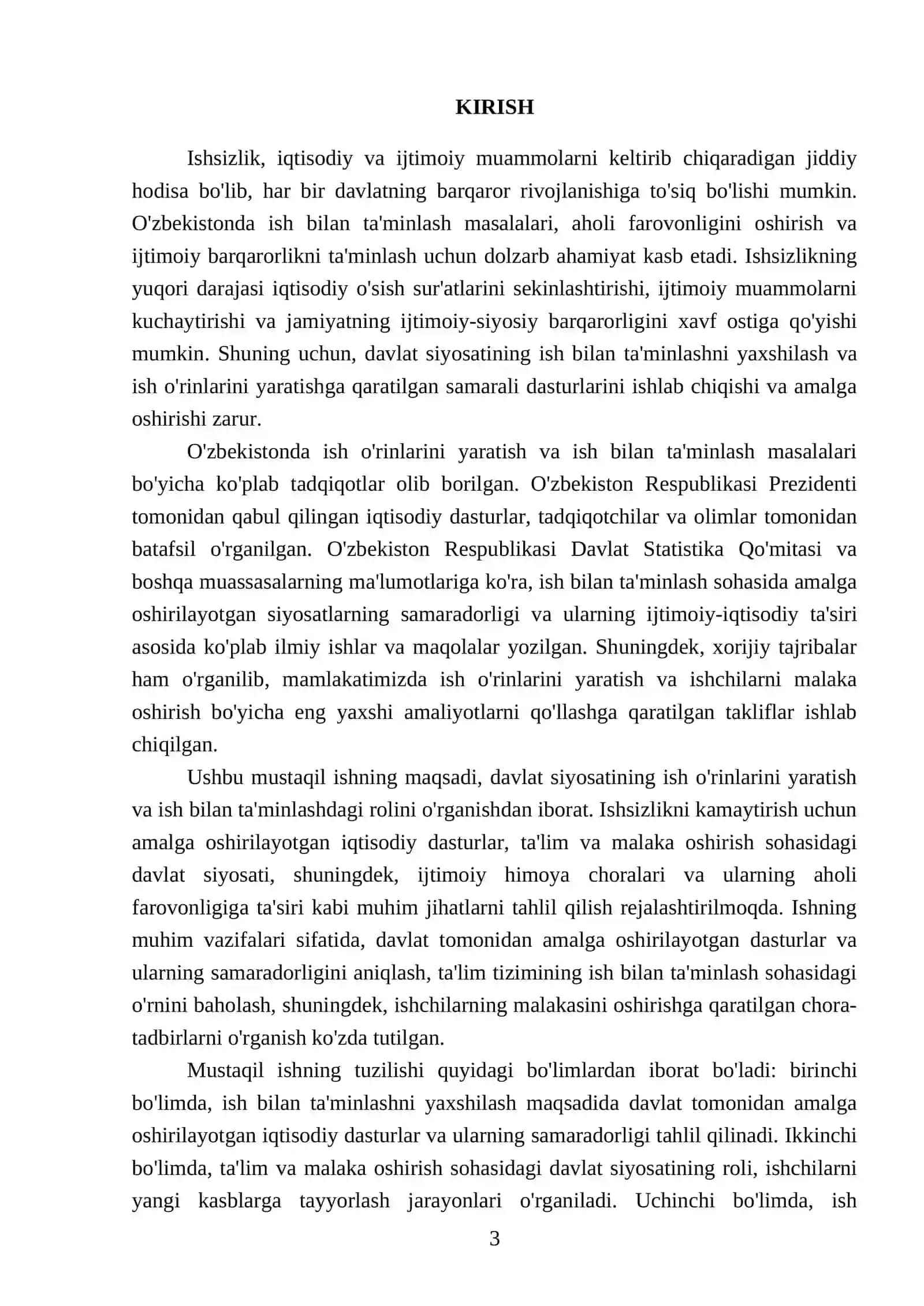 Ishsizlikni kamaytirishda davlat siyosatning roli 3