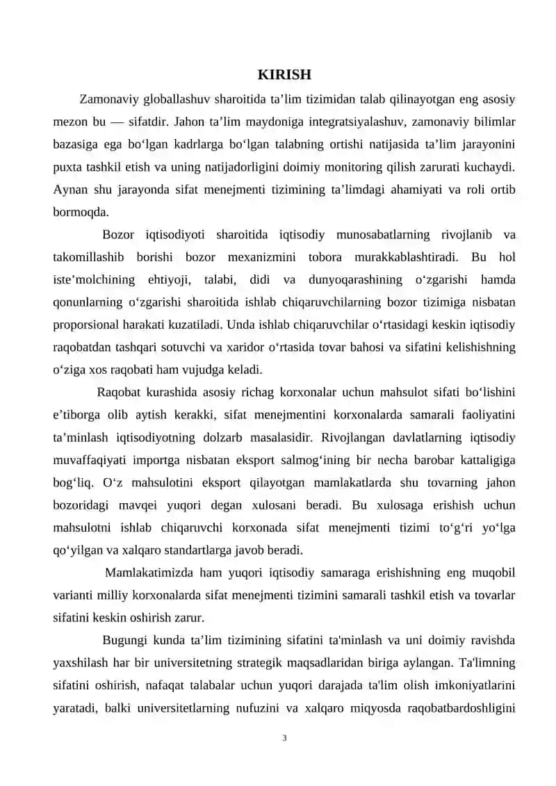 TA’LIM TIZIMIDA SIFAT MENEJMENTI: UNIVERSITETLAR UCHUN SIFAT KAFOLATLASH TIZIMI 3
