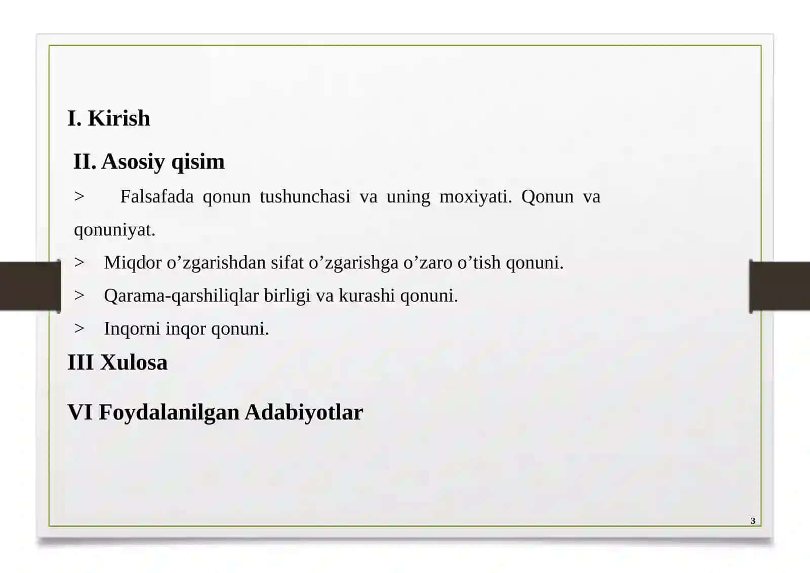 Falsafada qonun tushunchasi.Qonunlarning turlar 3