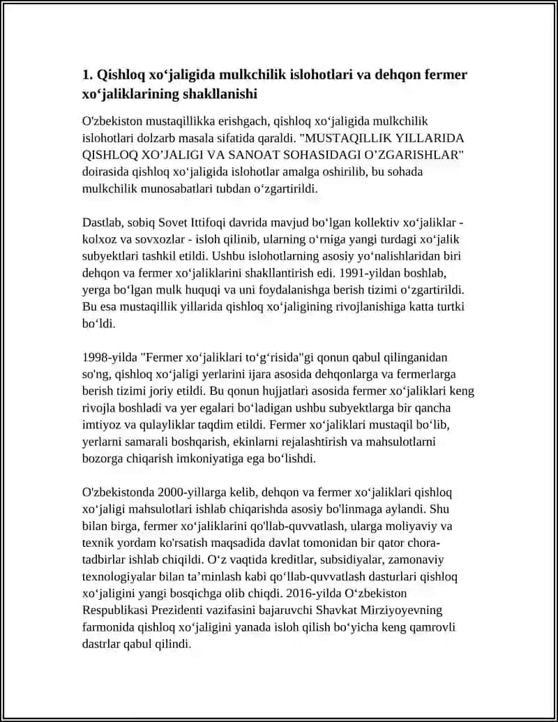 Qishloq XO'JALIGI VA SANOAT SOHASIDAGI O’ZGARISHLAR 3