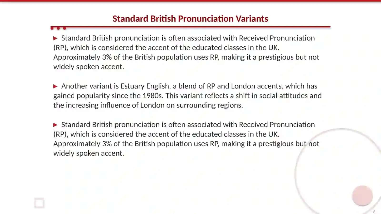 The principal types of english pronounciation 3