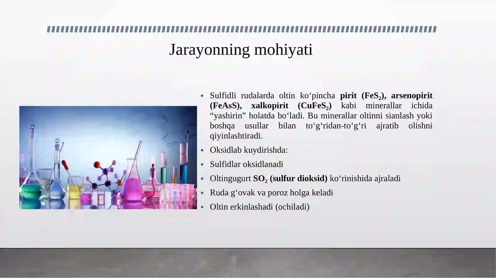 OLTIN TARKIBLI SULFIDLI RUDALAR VA BOYITMALARNI OKSIDLAB KUYDIRISH 3