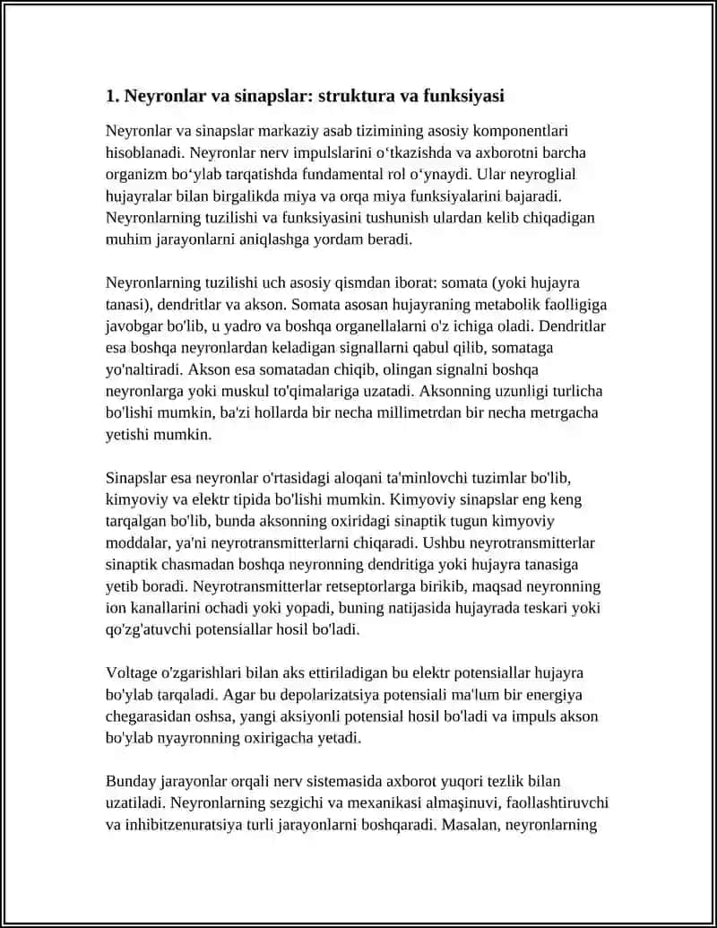 Neyronlar va sinapslar: struktura va funksiyasi 3