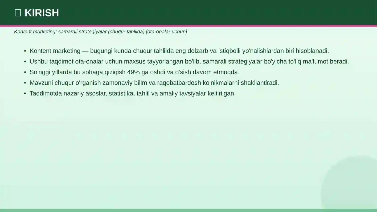 Kontent marketing: samarali strategiyalar (chuqur tahlilda) 3