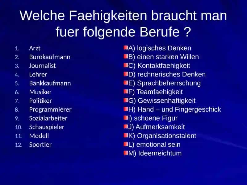 Berufswahl und Faehigkeiten 3
