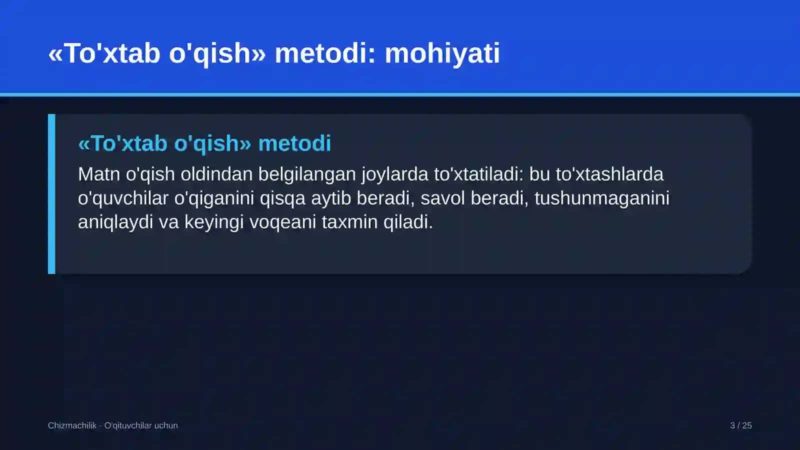 chizmachilik darslarida to'xtab o'qish metodidan foydalanish 3735 3
