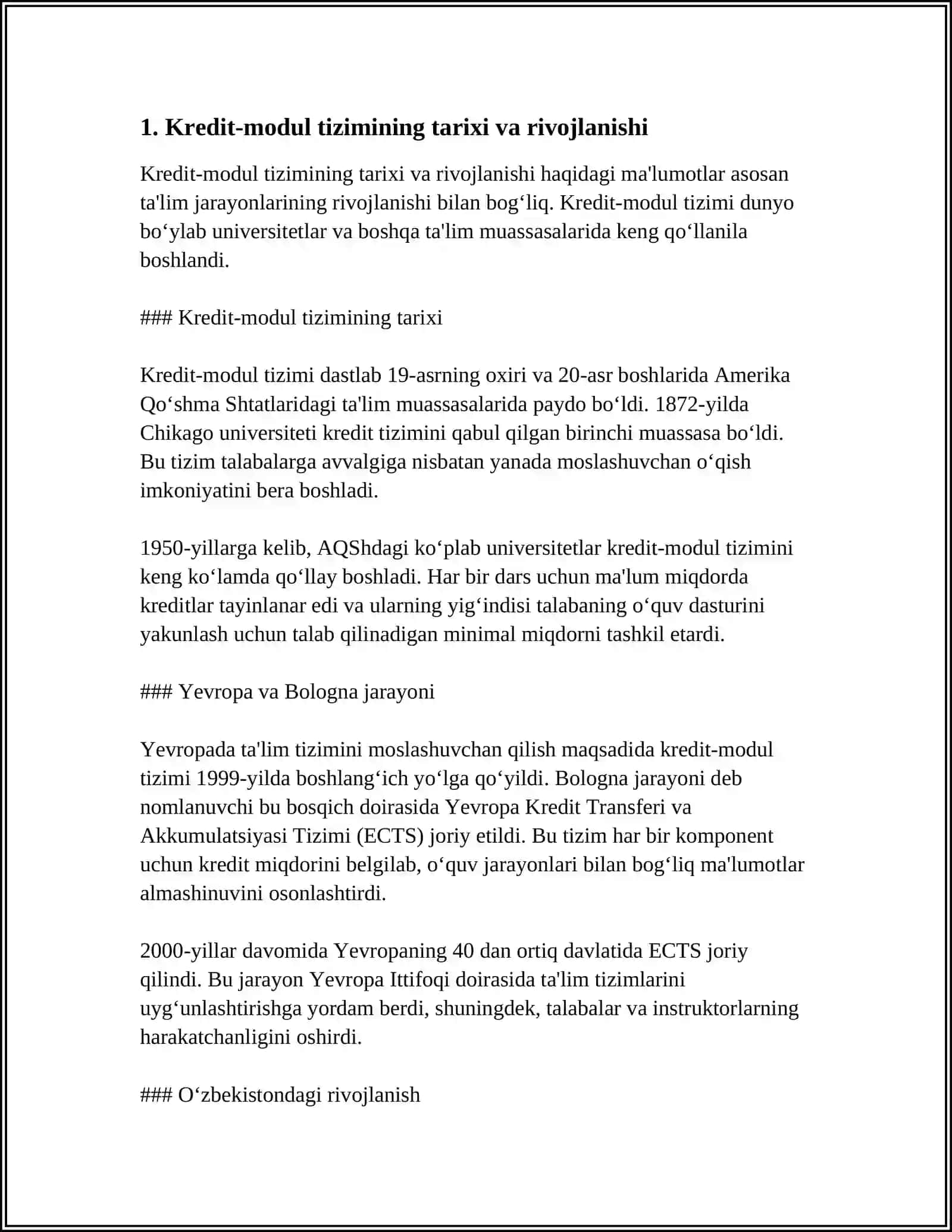 O‘ZBEKISTON RESPUBLIKASI OLIY TA’LIMIDA KREDIT MODUL TIZIMI 3