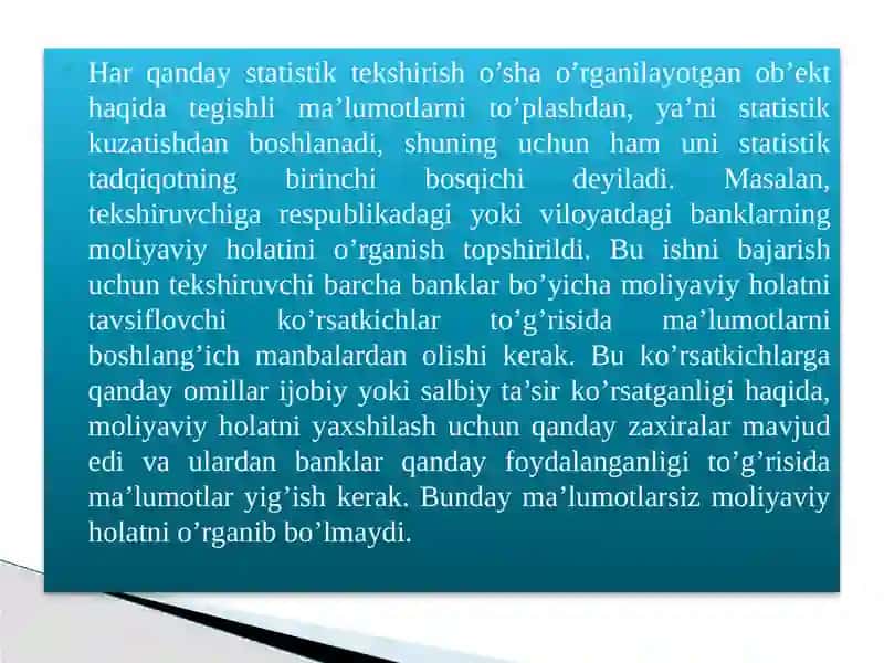 Statistika Ma'lumotlarni To'plash Nazariyasi va Amaliyoti 3
