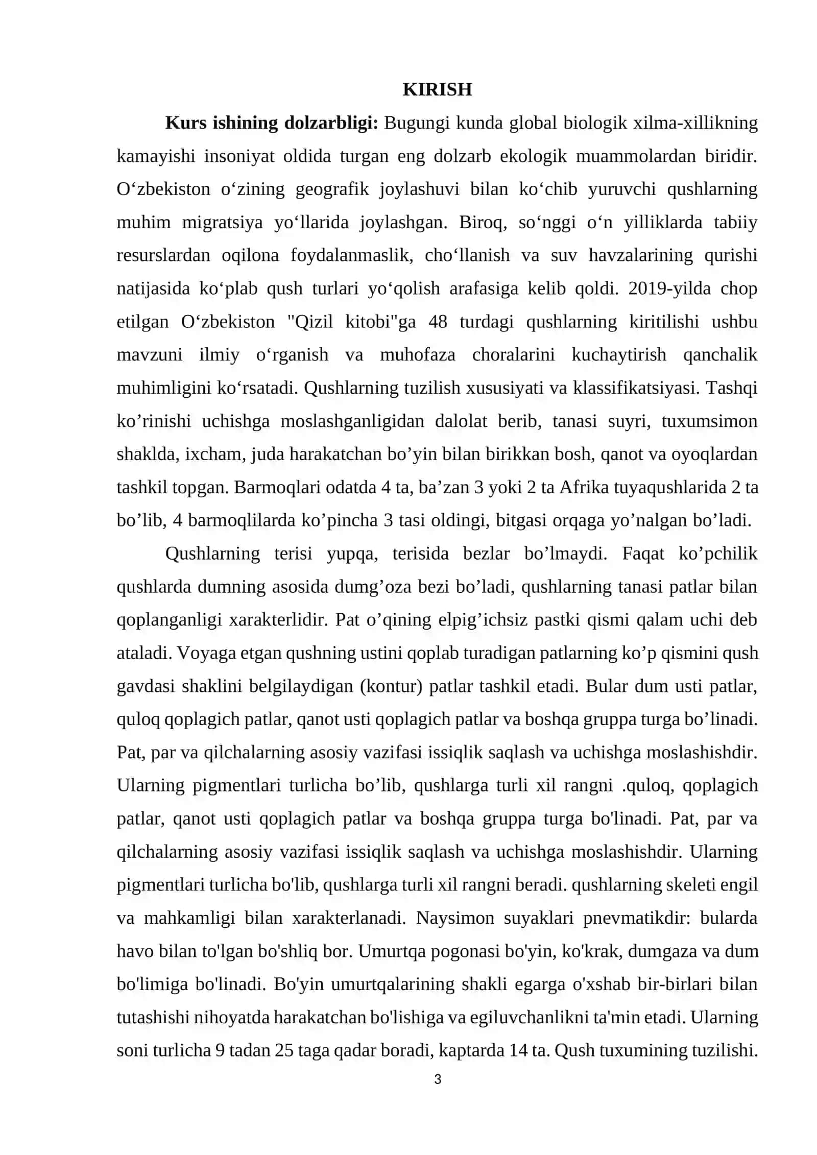 O’ZBEKISTONDA TARQALGAN NOYOB VA SONI KAMAYIB BORAYOTGAN QUSHLAR, ULARNI MUXOFAZA QILISH 3
