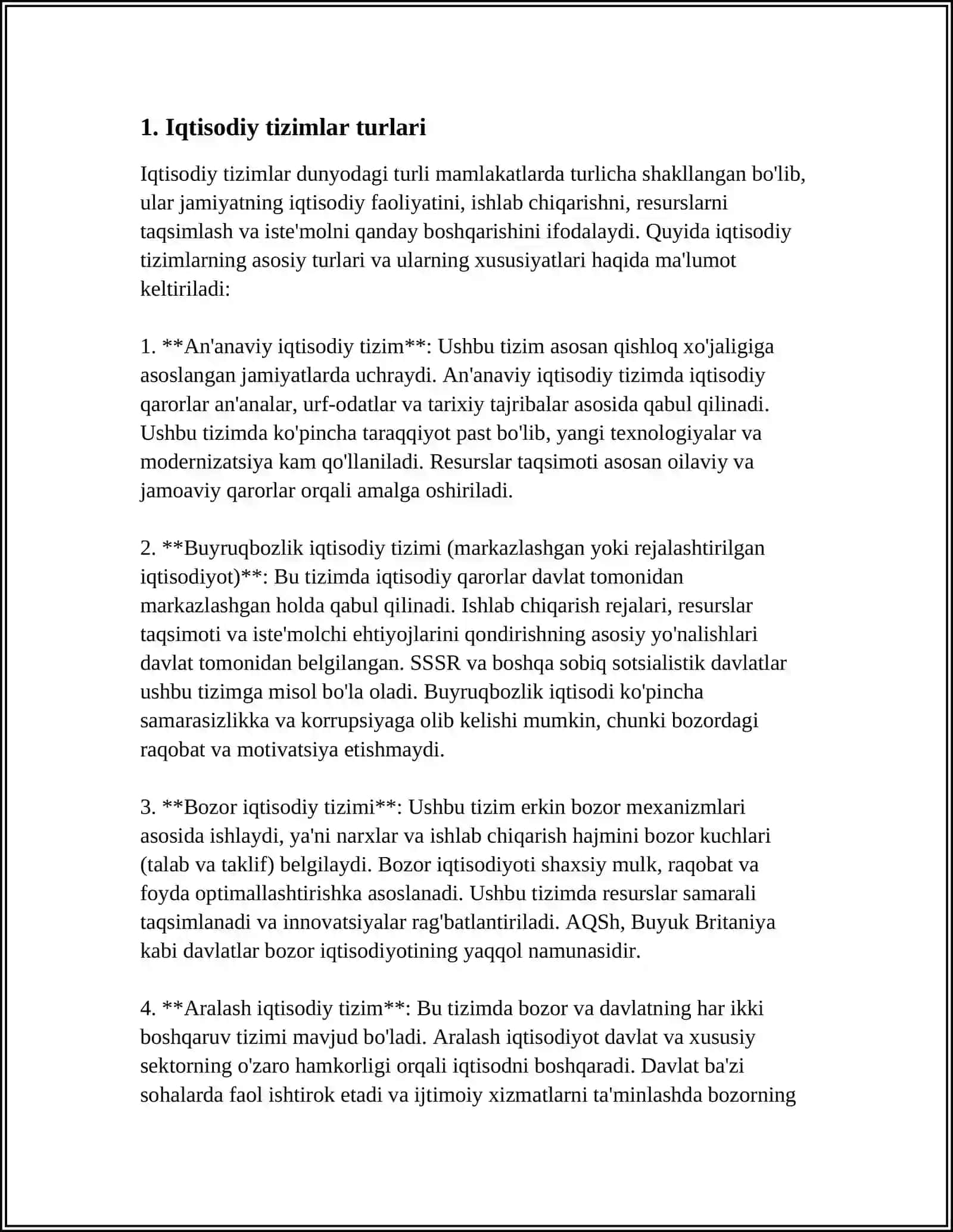 IQTISODIY TIZIM VA IQTISODIY MUNOSABATLAR 3