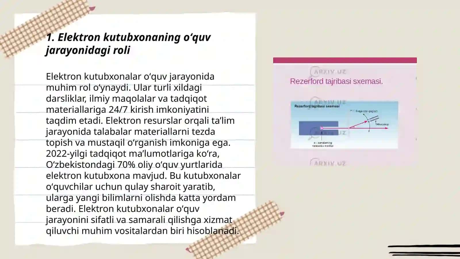 Elektron kutubxona oʻquv jarayonidagi axborotlar manbai sifatida 3