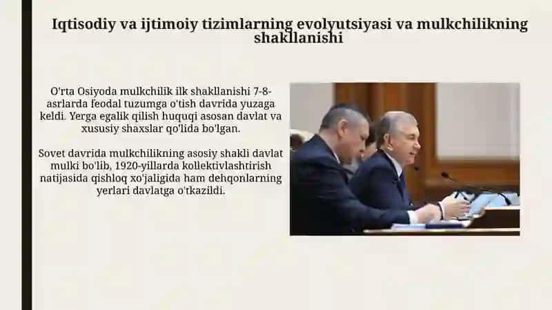 O'zbekistonda mulkchilikning shakllanishi va evolyutsiyasi 3