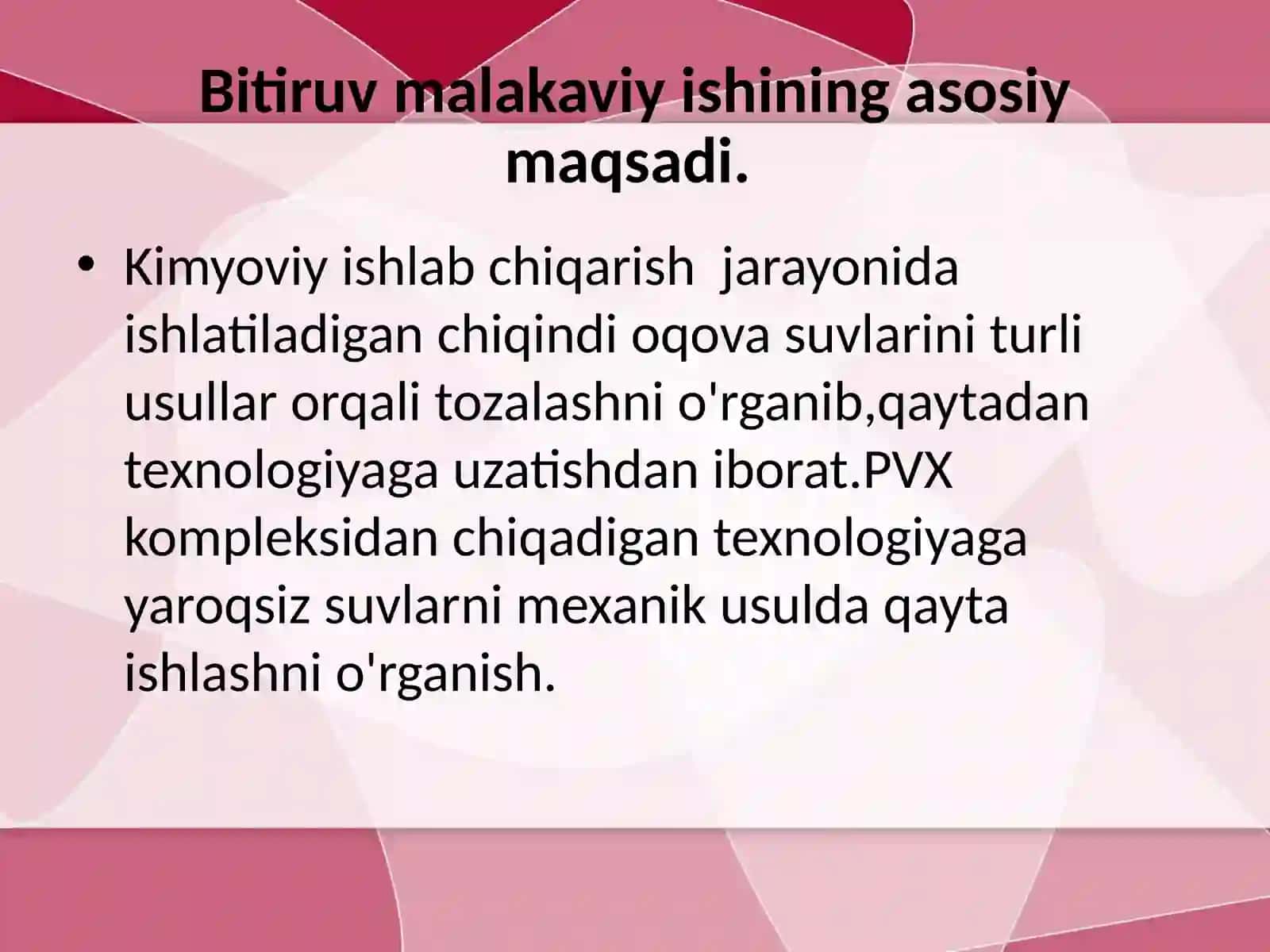 PVX negizidan chiqadigan chiqindi suvlarini mexanik to'zlash ni o'rganish 3