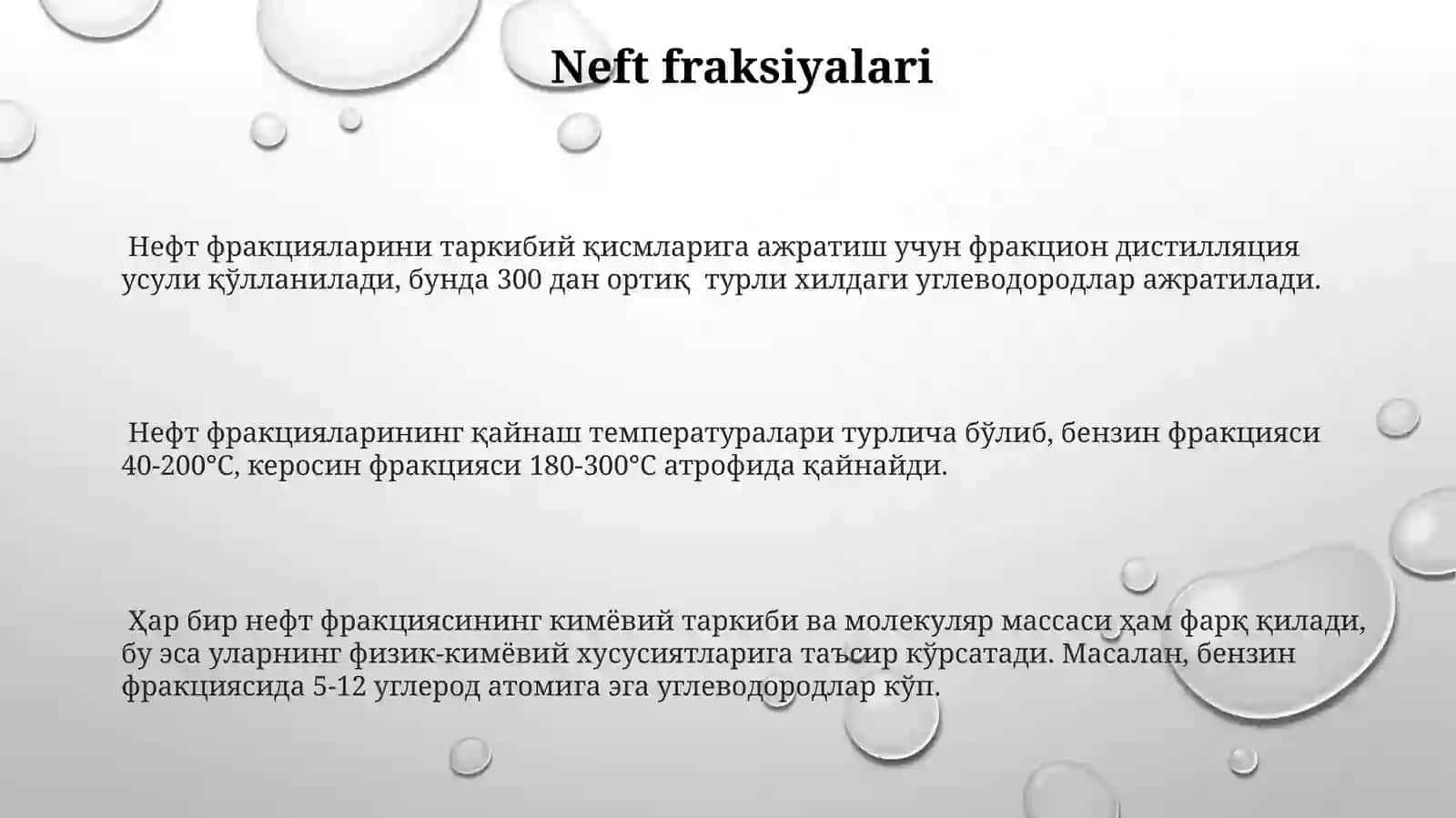 Neft va neft mahsulotlarining xossalari 3