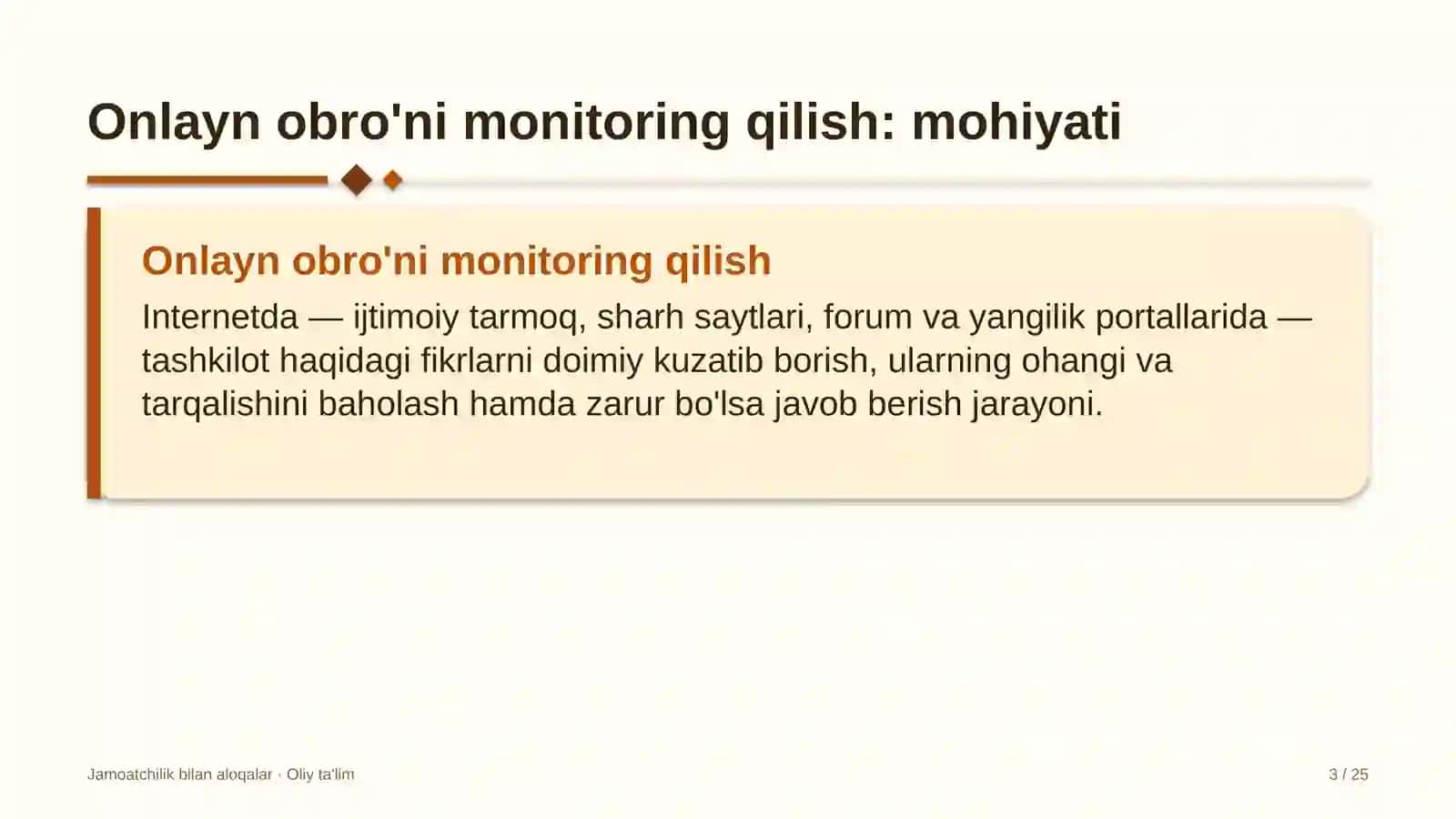 Chakana savdoda onlayn obro'ni monitoring qilish 3