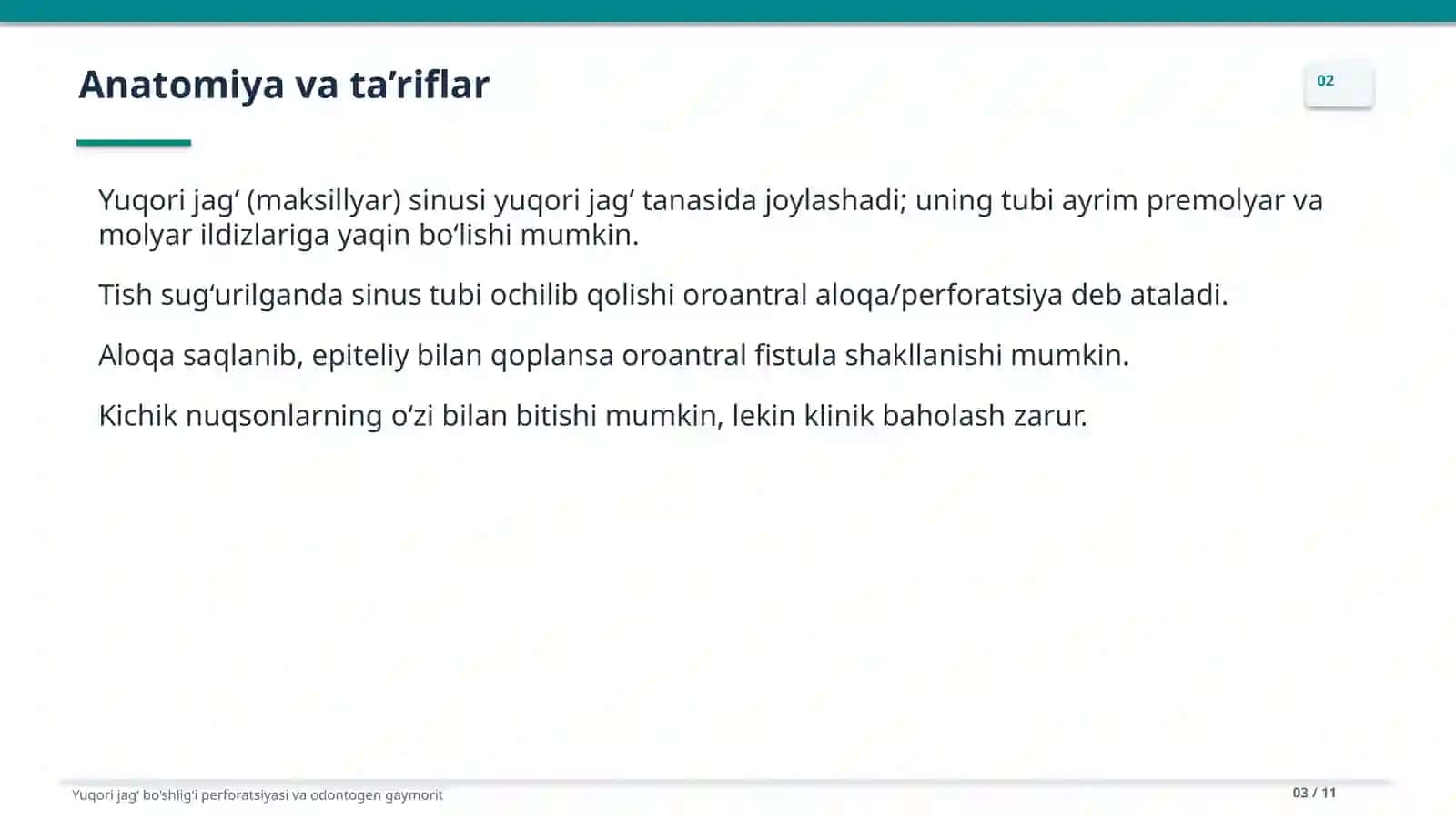 Yuqori jagʻ boʻshligʻi perforatsiyasi va odontogen gaymorit 3