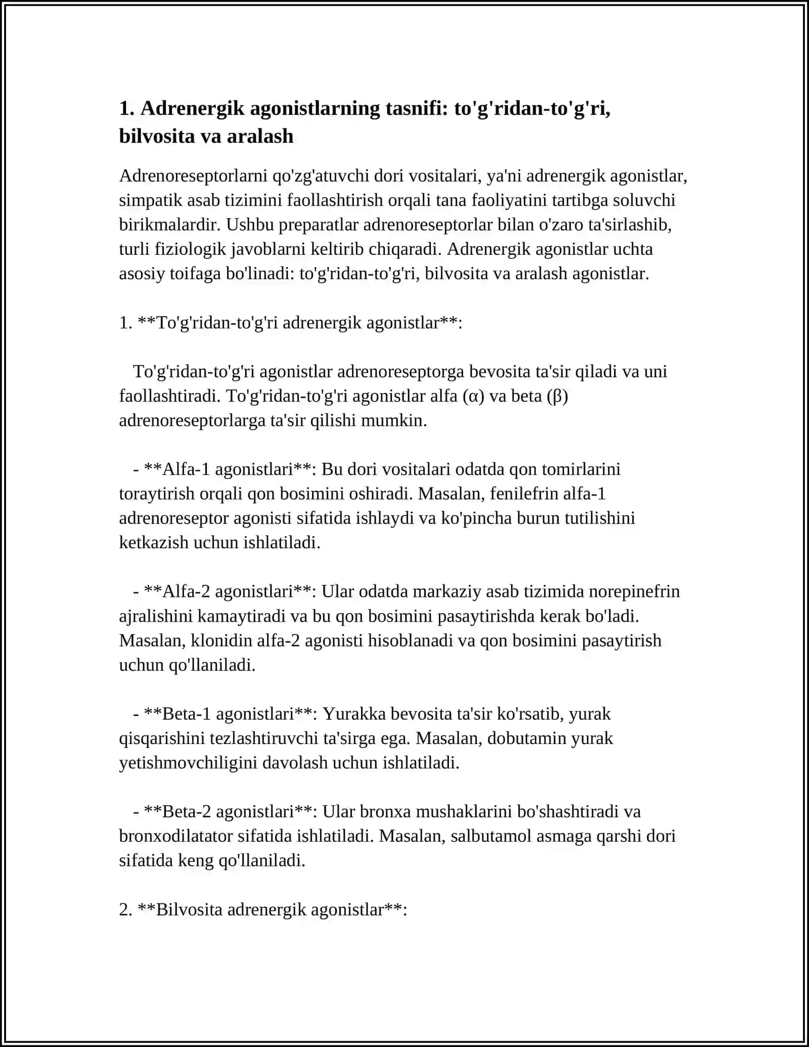 ADRENERGIK SINAPSLARNI QO'ZG'ATUVCHI DORI VOSITALARI 3