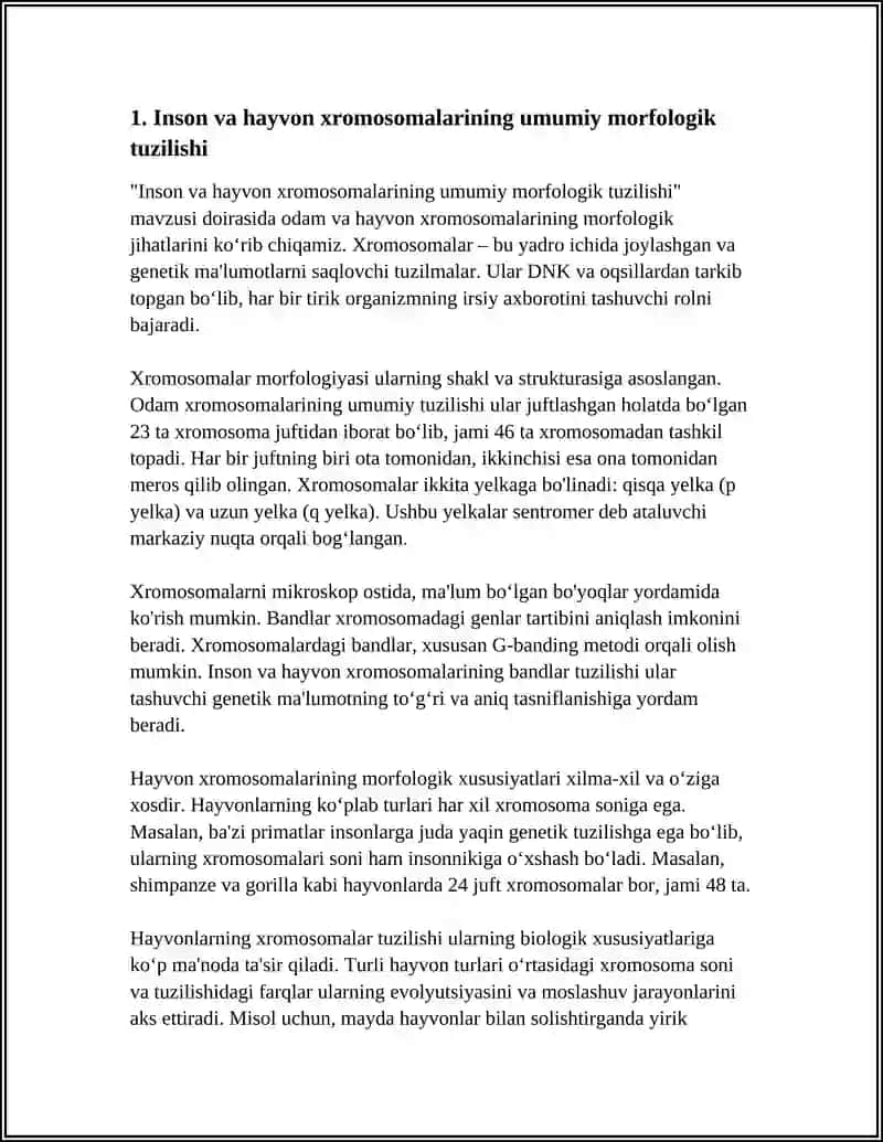 ODAM VA HAYVON XROMOSOMALARINING MORFOFUNKSIONAL XARAKTERISTIKASI 3
