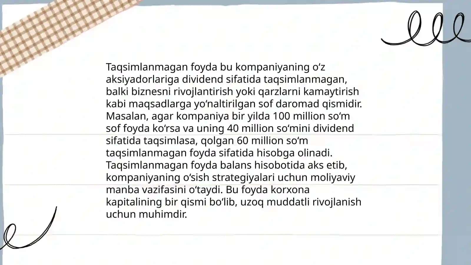 Taqsimlanmagan foydani aniqlash va uni taqsimlashni hisobga olish 3
