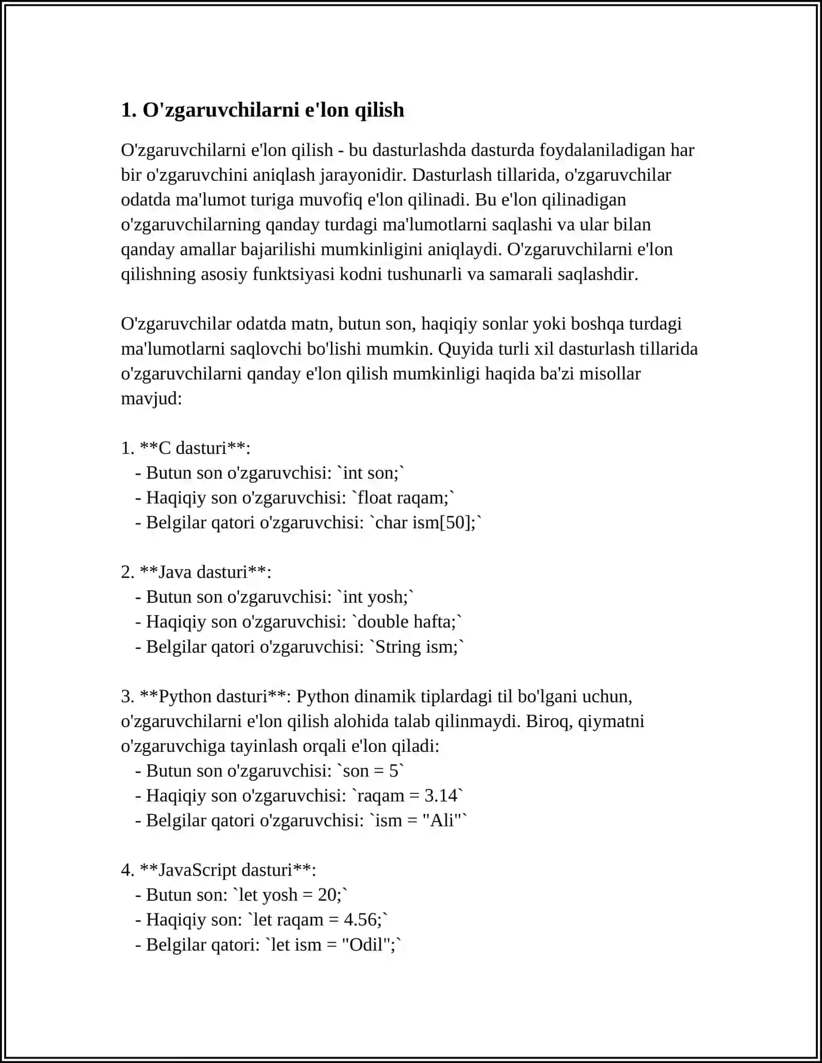 DASTURLASHNING ASOSIY OPERATORLARI 3