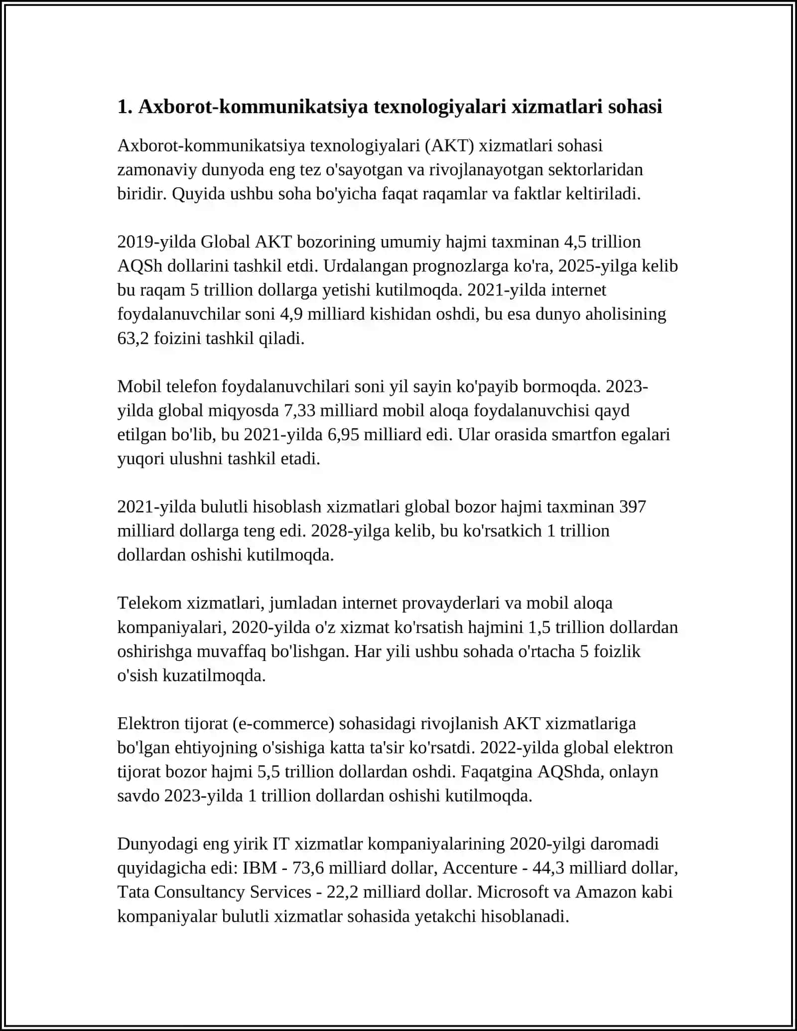 AXBOROT-KOMMUNIKATSIYA XIZMATLARI SOHASIDAGI KORXONALAR ISH SIFATINI BOSHQARISH TIZIMI 3