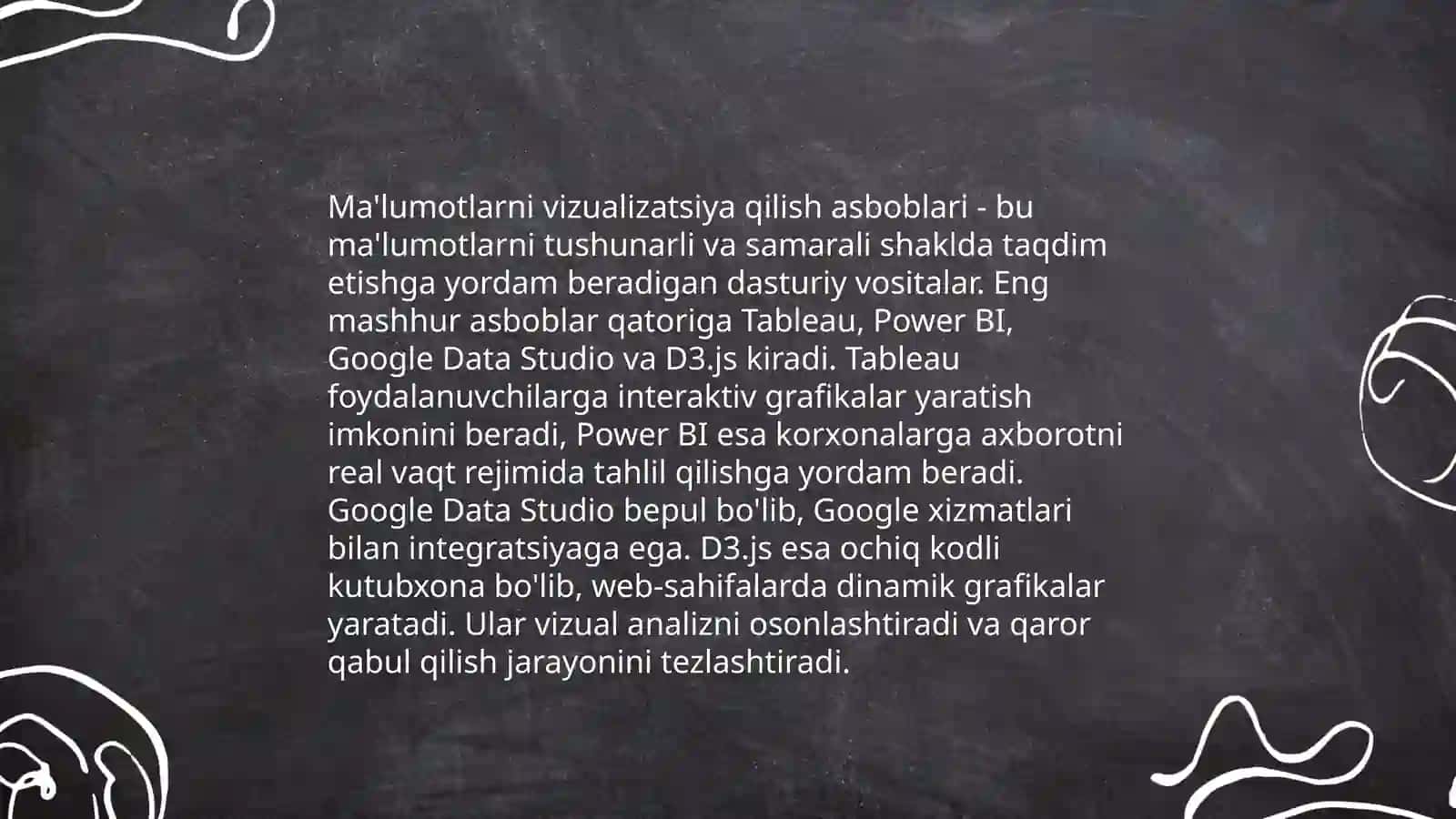 Natijalarni vizual va matn shaklida taqdim etish 3
