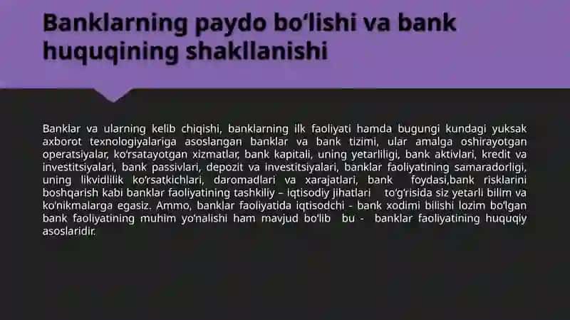 Bank huquqi fanining predmeti va vazifalari 3