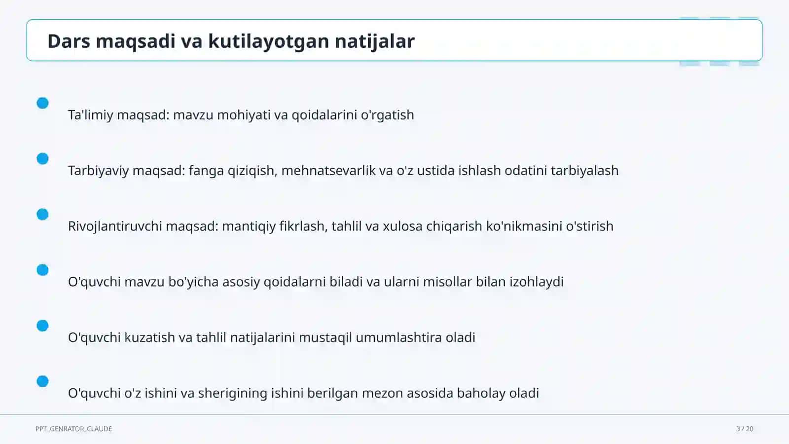 Dolzarb mavzular — maktab va o'qituvchilar (2026) — metodik birlashma uchun 3