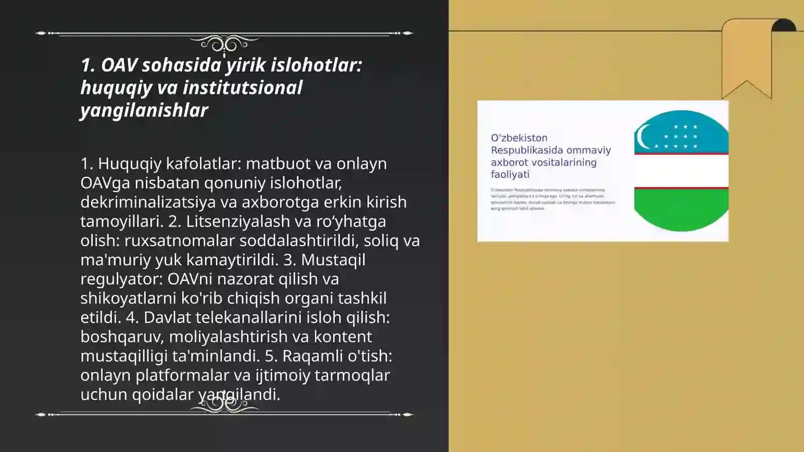 O'zbekiston respublikasida ommaviy axborot vositalarining faoliyati ( o'zgarish va muammolar) 3