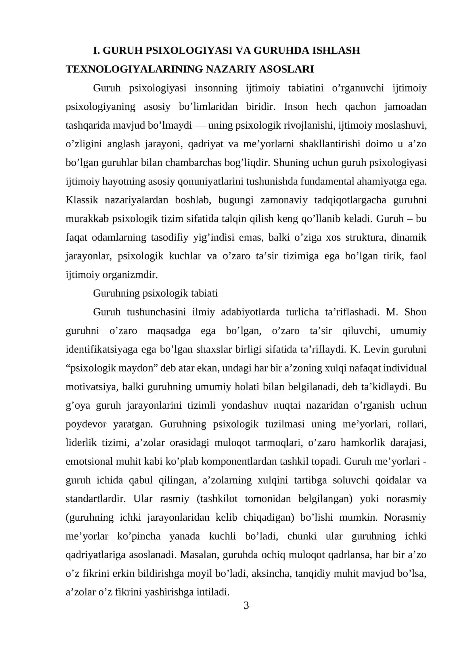 Guruh psixologiyasi va guruhsal faoliyat texnologiyalari 3