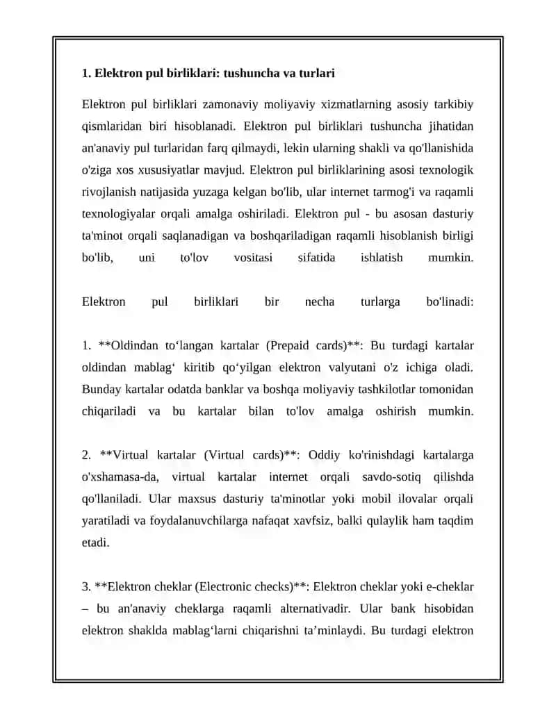 Elektron pul birliklari. Internet Banking. Mobil Banking. Web Money Transfer. Visa kartalari. 3