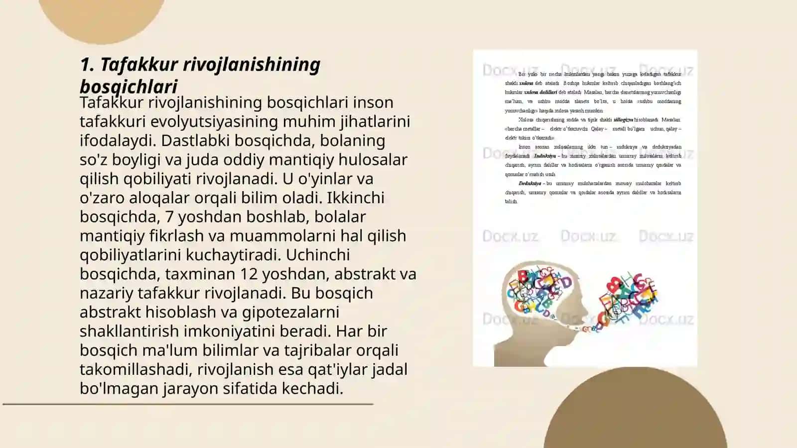 Tafakkur rivojlanish xususiyatlari 3