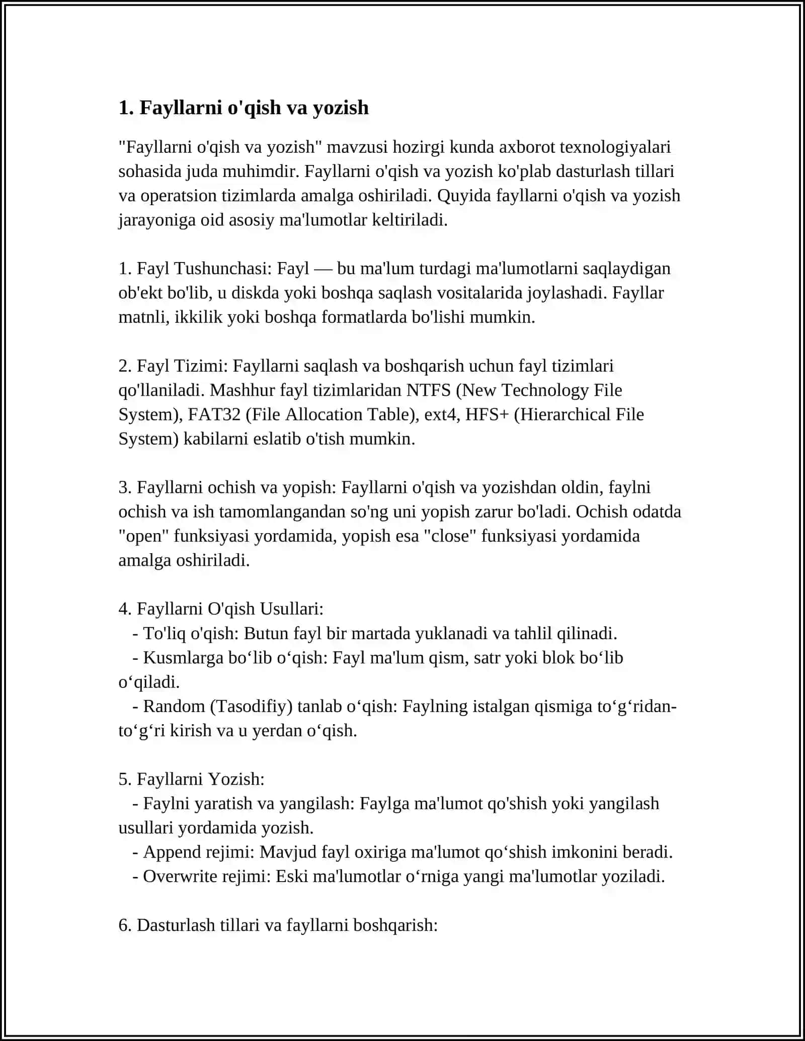 PYTHON DASTURLASH TILIDA FAYLLAR BILAN ISHLASH 3