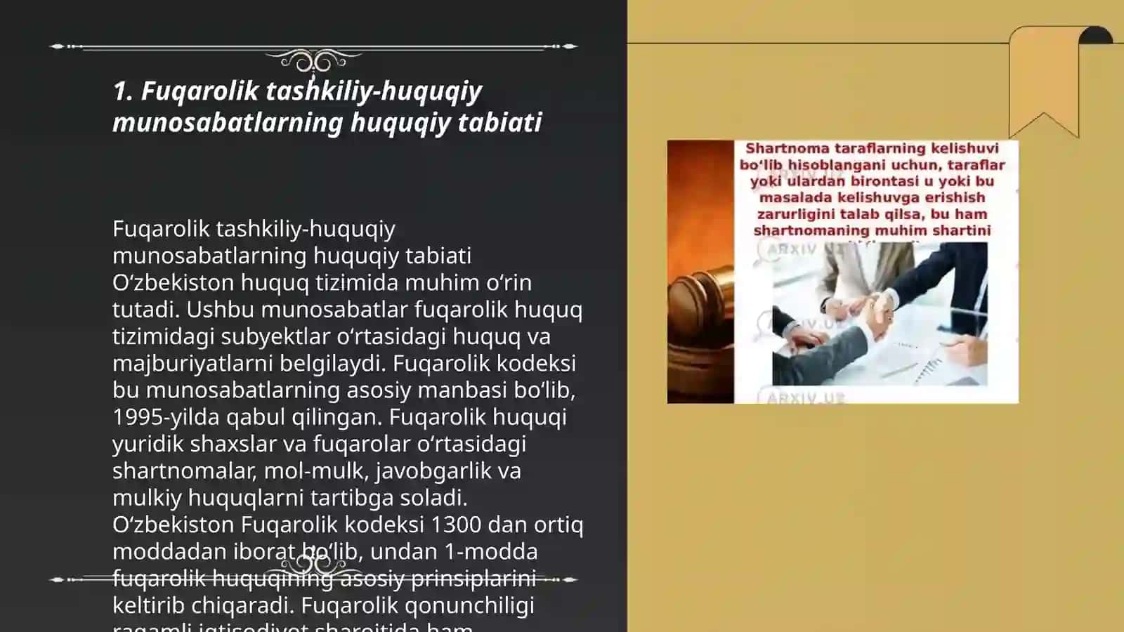 Fuqarolik tashkiliy-huquqiy munosabatlarning huquqiy munosabatlar tizimida tutgan oʻrni 3