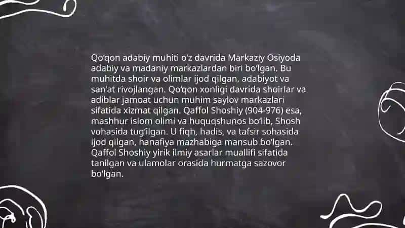 Qaffol Shoshiy ijodi va uning ahamiyati 3