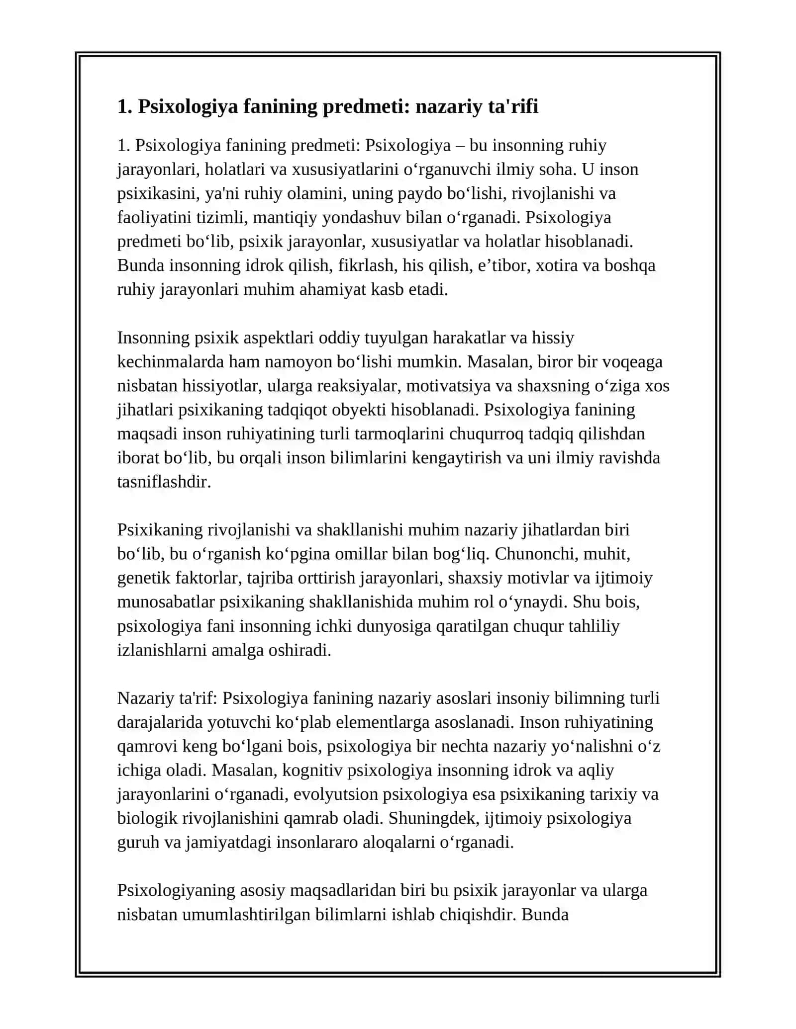 PSIXOLOGIYA FANINING PREDMETI, MAQSAD VA VAZIFALARI 3