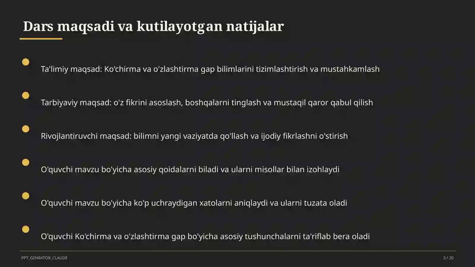 Ko'chirma va o'zlashtirma gap (9-sinf) 3