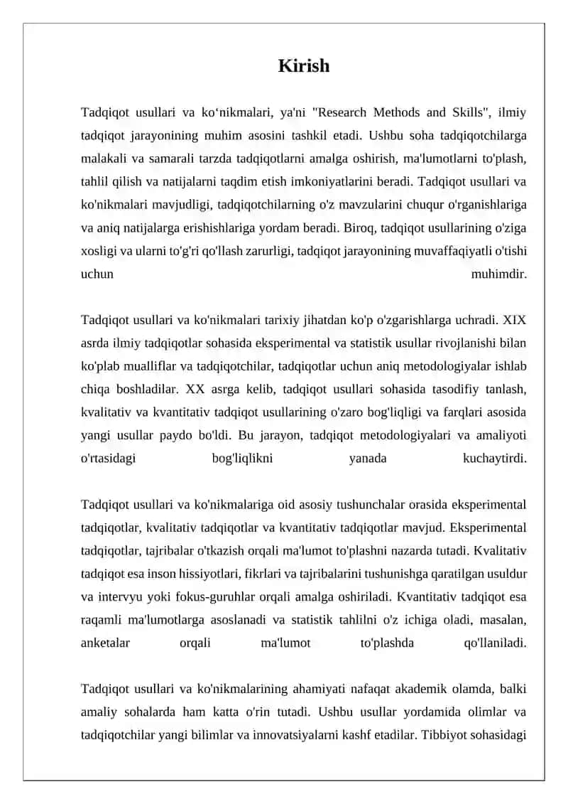 Tadqiqot Usullari va Ko'nikmalari 3
