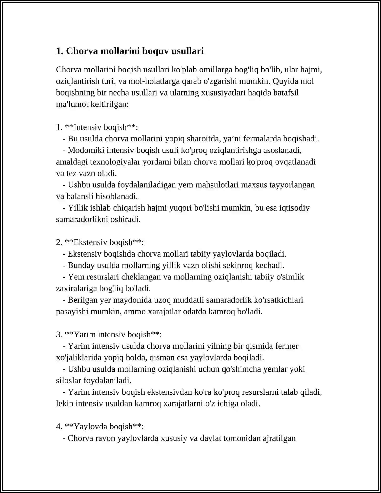 CHORVA MOLLARINI URCHITISH USULLARI 3
