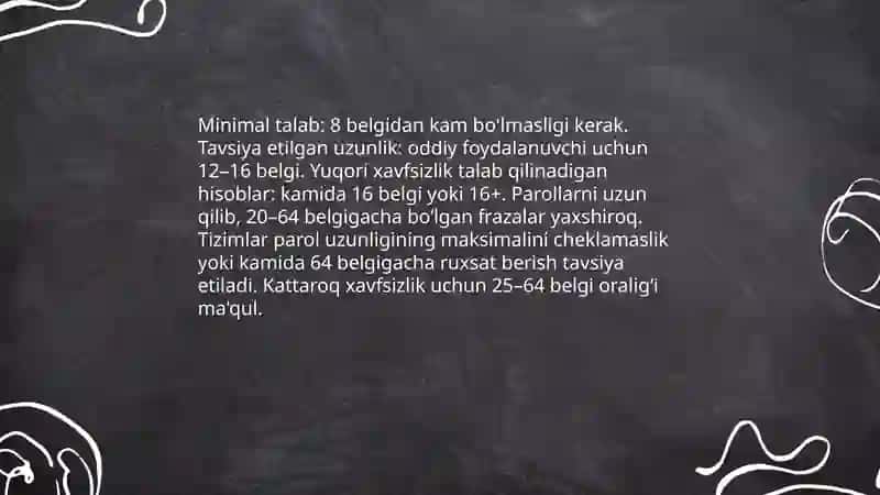 Parol yaratish qoydalari 3