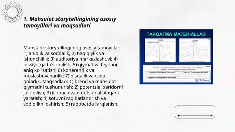 Mahsulot storytellingi - Talabalarga tarqatilgan qo'shimcha dars materiallari asosida tayyorlash 3