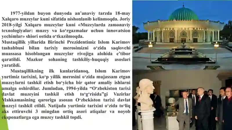 Muzeylardan innovatsion texnika va texnologiyalardan foydalanishning chet el tajribasi tahlii va O'zbekistonda qo'llash imkoniyatlari 3