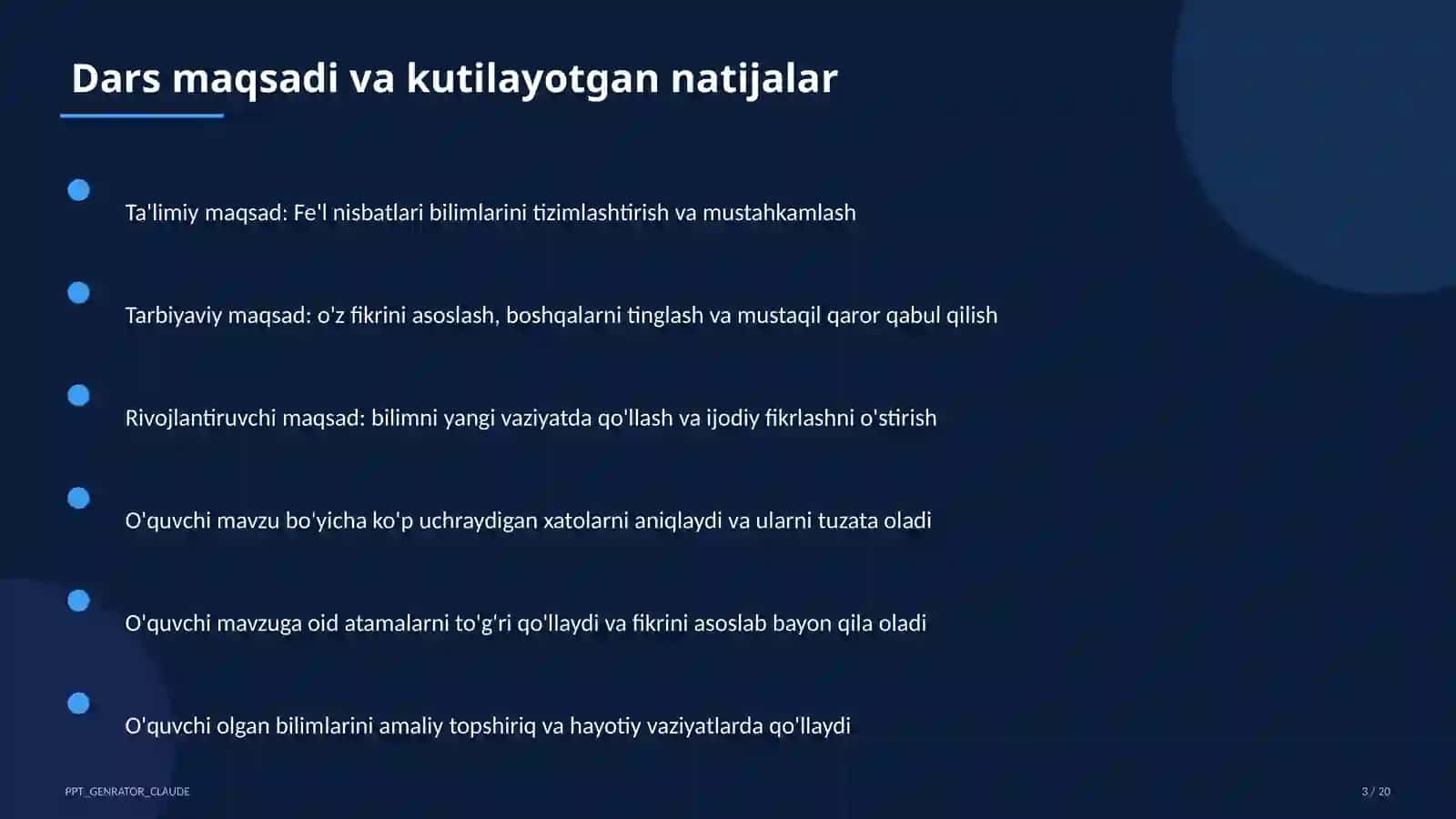 Fe'l nisbatlari (7-sinf) 3