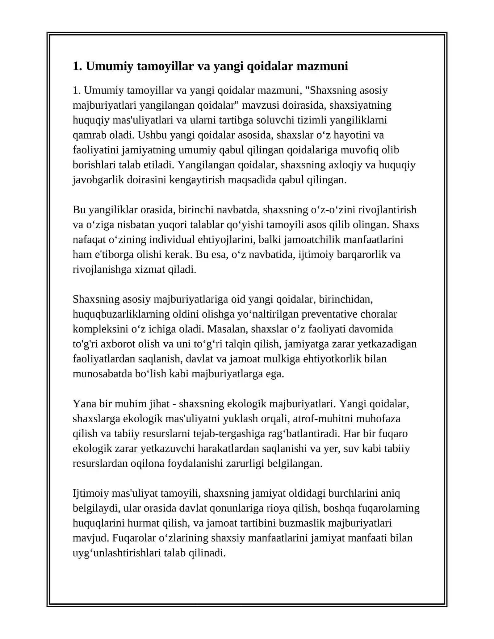 SHAXSNING ASOSIY MAJBURIYATLARI YANGILANGAN QOIDALAR 3
