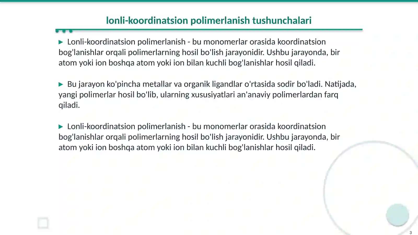 lonli-koordinatsion polimerlanish reaksiyalari 3